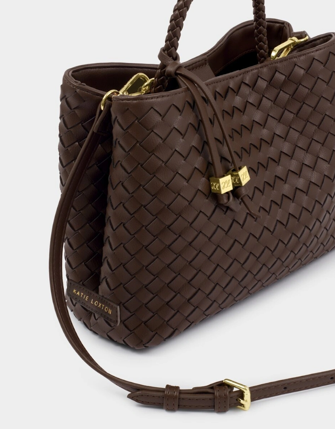 Nova Hand Woven Top Handle Bag in chocolate
