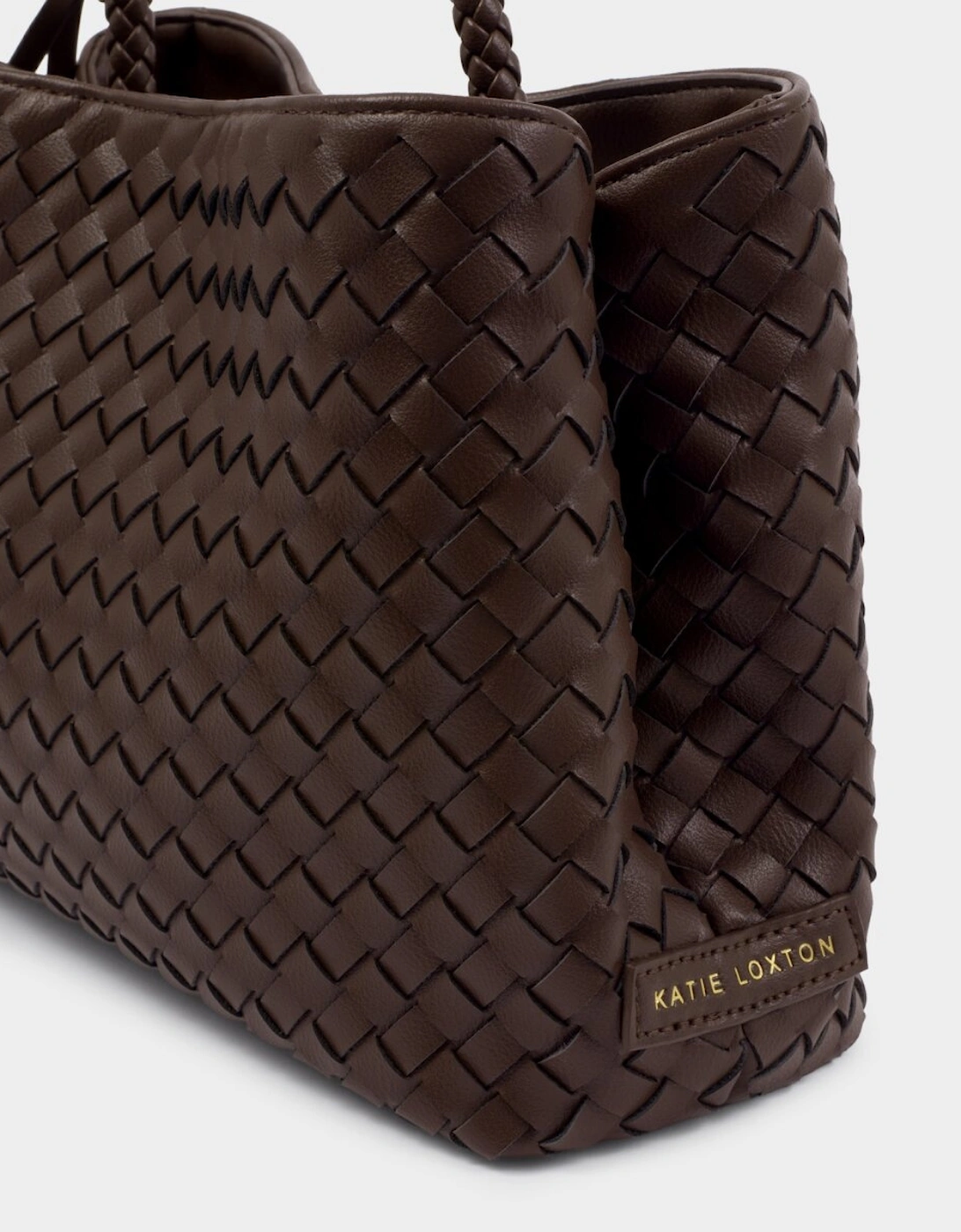 Nova Hand Woven Top Handle Bag in chocolate