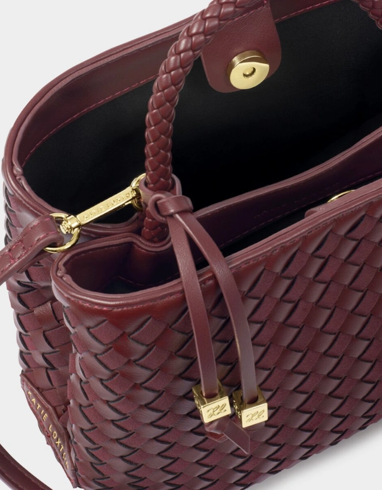 Nova Hand Woven Top Handle Bag in cherry