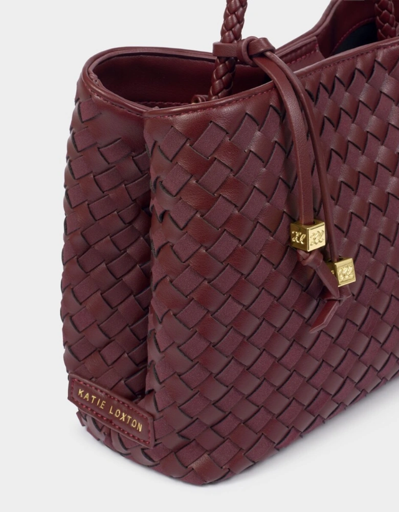 Nova Hand Woven Top Handle Bag in cherry