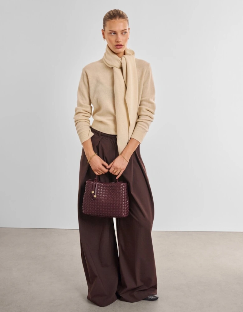 Nova Hand Woven Top Handle Bag in cherry