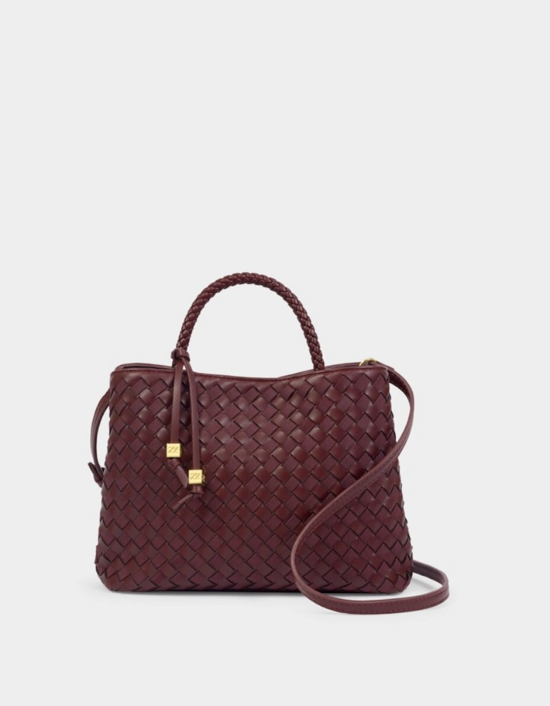Nova Hand Woven Top Handle Bag in cherry