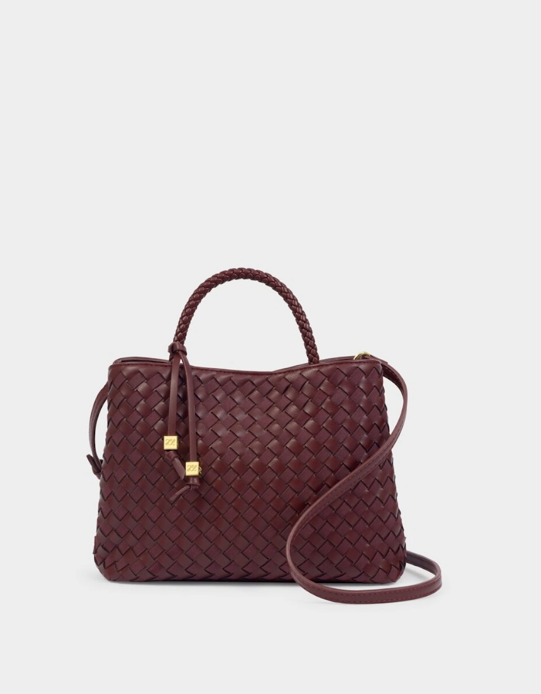 Nova Hand Woven Top Handle Bag in cherry