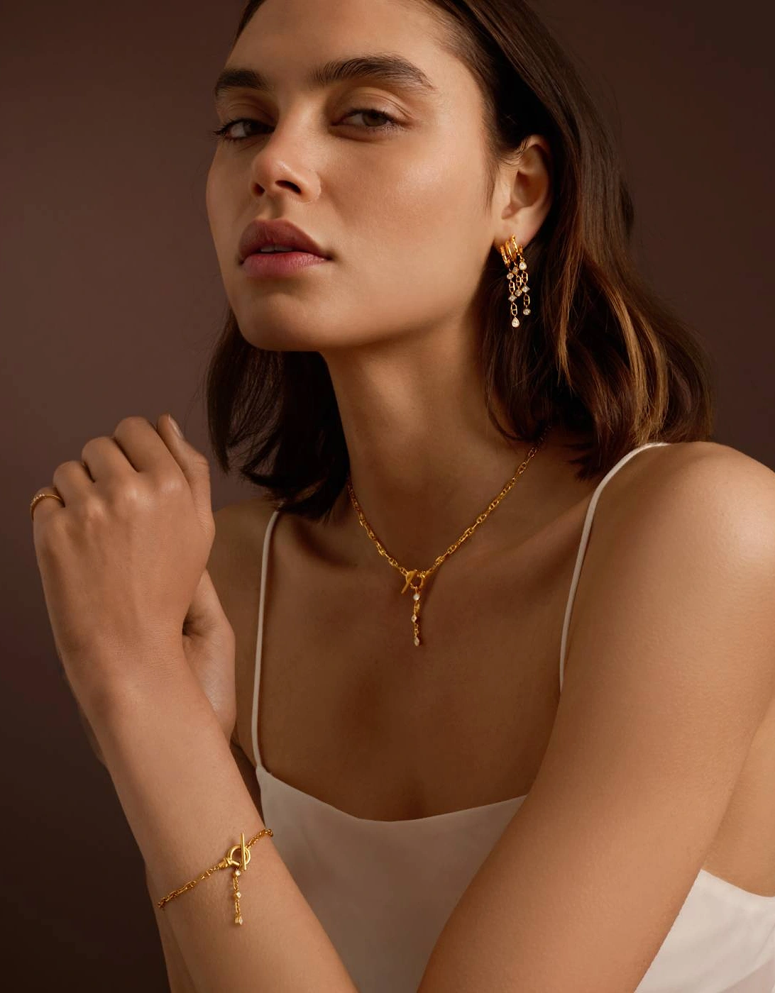 Champagne Hour Waterproof Gold Drop Earrings