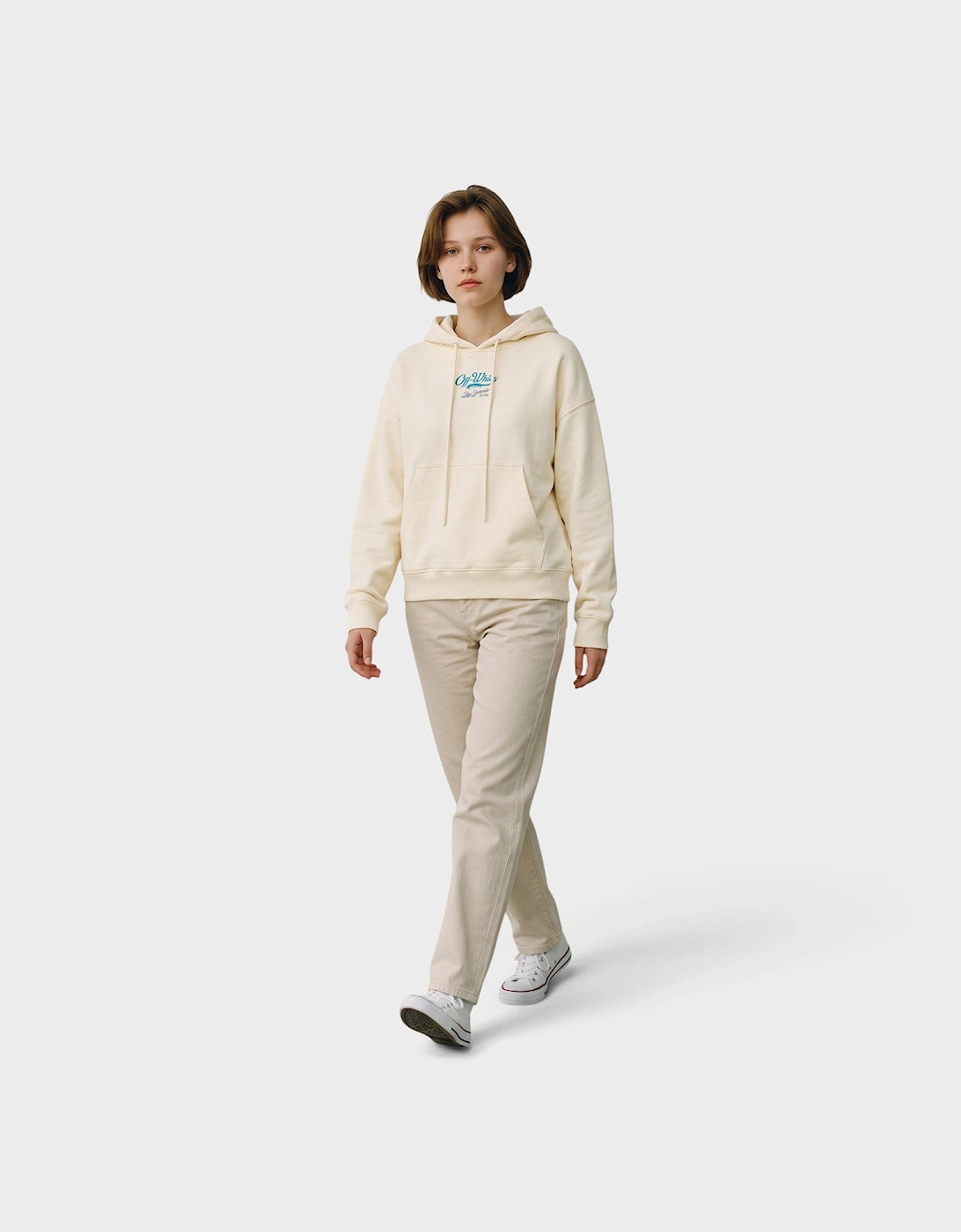 Script Logo Opp Over Skate Hoodie Ivory