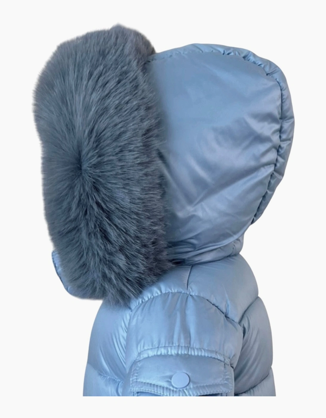 Boys Airy Blue Faux Fur Puffer Coat