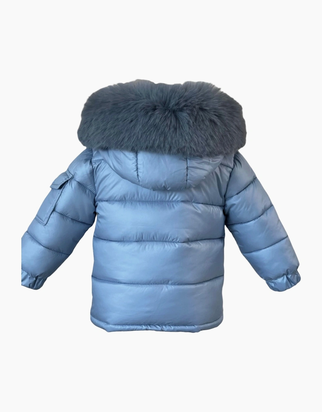Boys Airy Blue Faux Fur Puffer Coat
