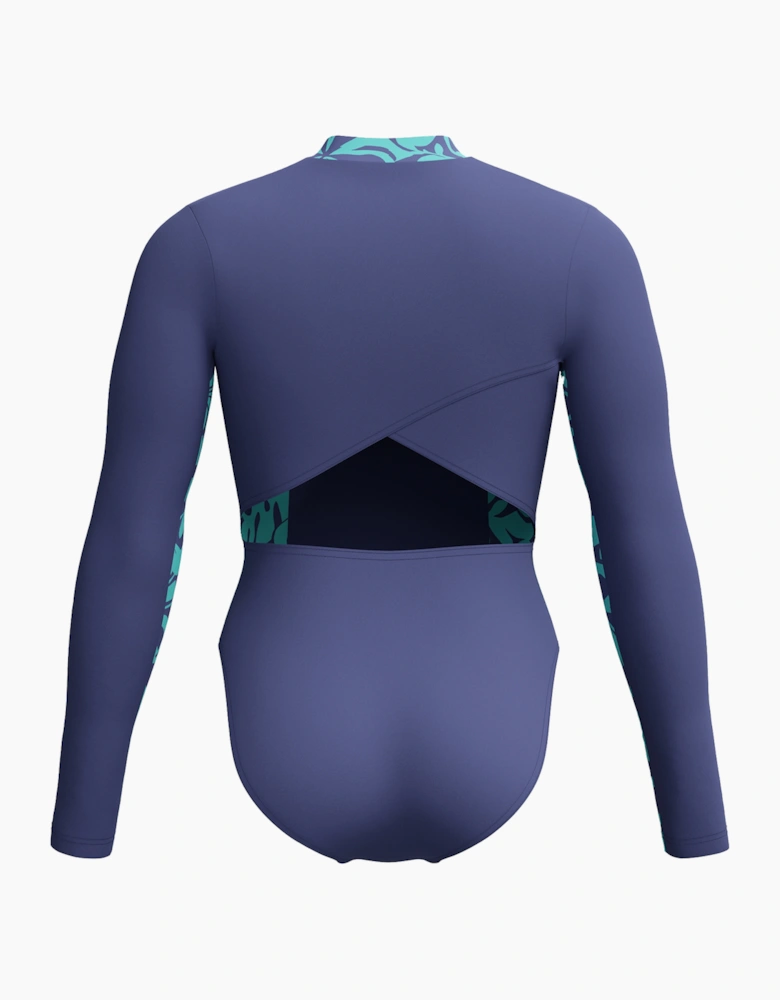 Speedo Womens/Ladies Panel Half Zip Long-Sleeved One Piece Swimsuit