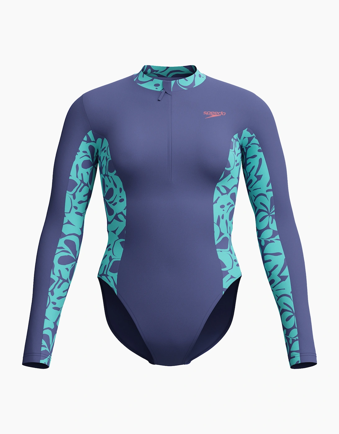Speedo Womens/Ladies Panel Half Zip Long-Sleeved One Piece Swimsuit