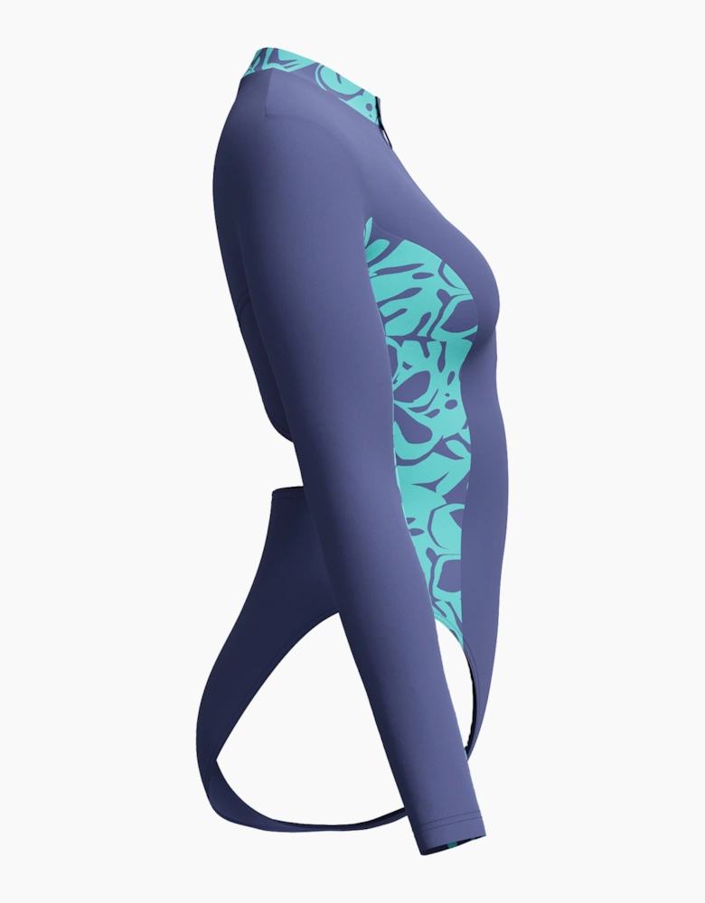 Speedo Womens/Ladies Panel Half Zip Long-Sleeved One Piece Swimsuit