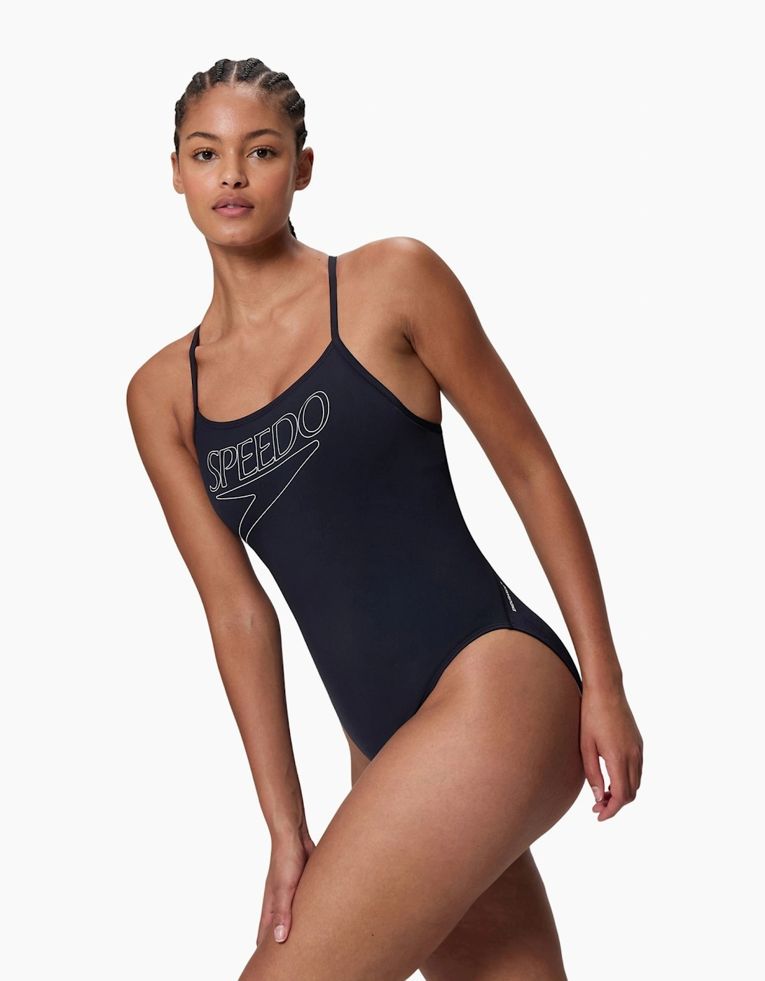 Speedo Womens/Ladies Logo Endurance+ Thin Strap One Piece Swimsuit