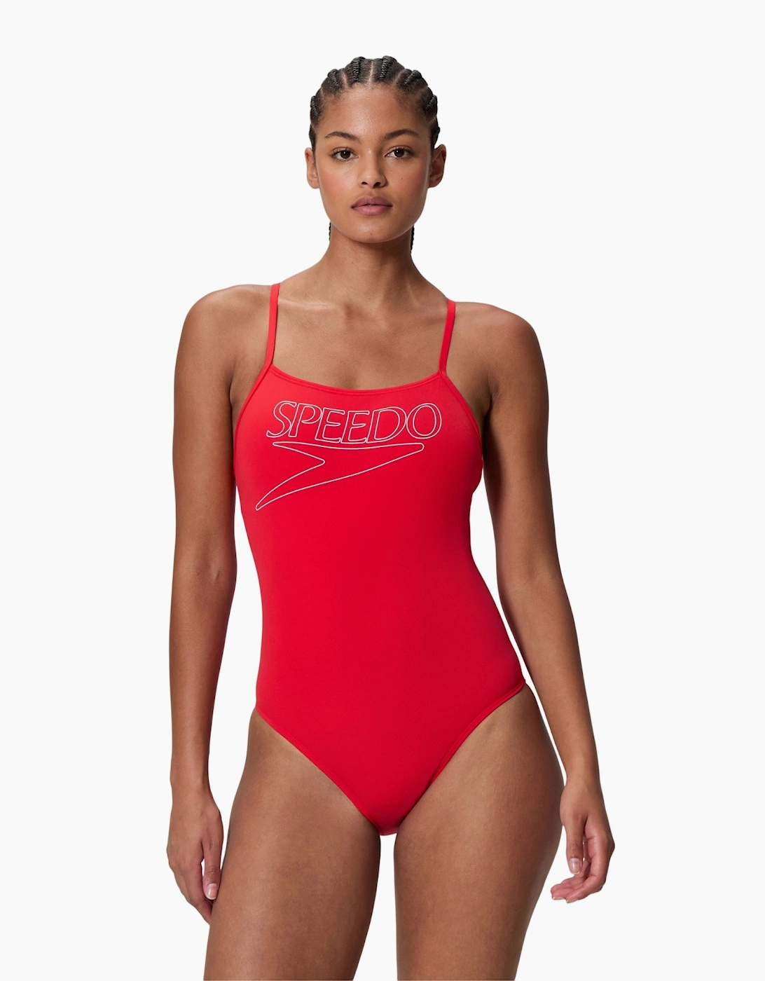 Speedo Womens/Ladies Logo Endurance+ Thin Strap One Piece Swimsuit