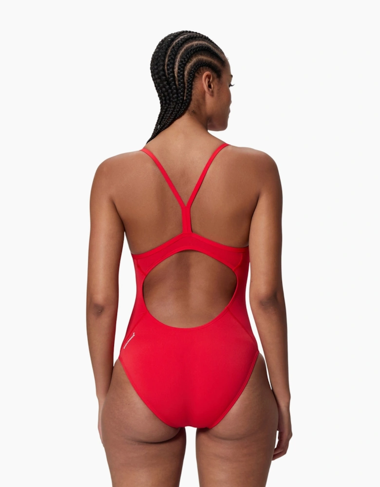 Speedo Womens/Ladies Logo Endurance+ Thin Strap One Piece Swimsuit
