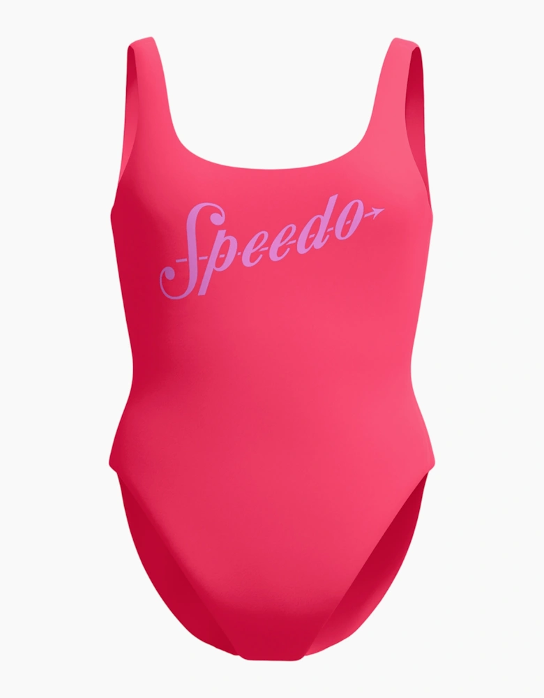 Speedo Womens/Ladies Logo Deep Scoop One Piece Swimsuit