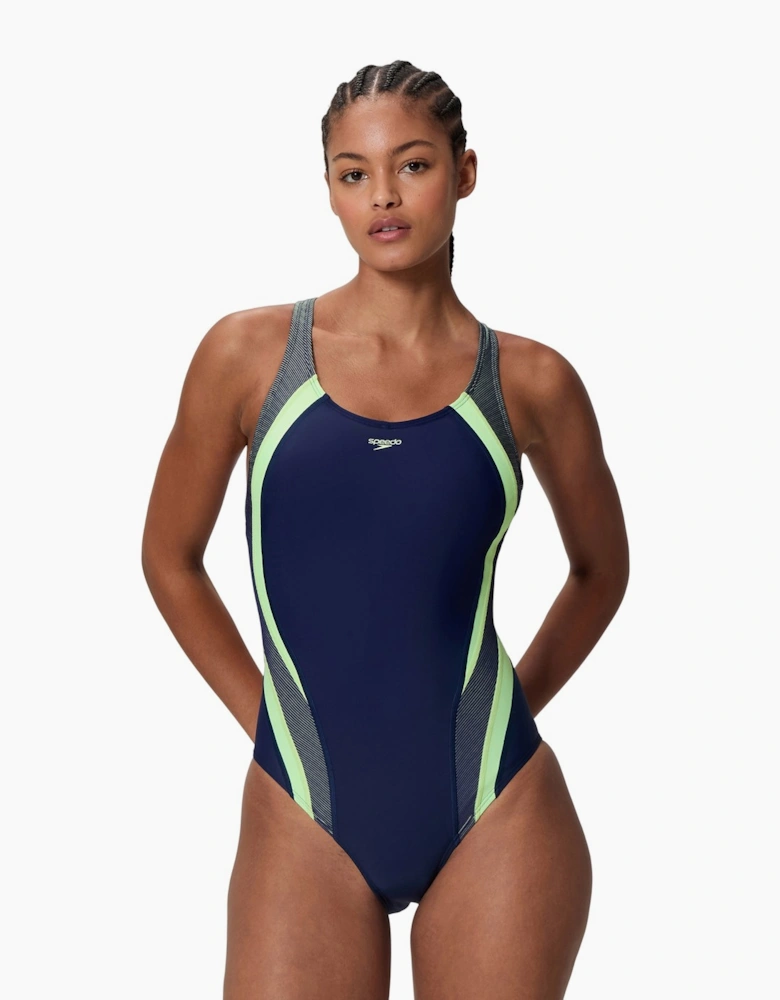 Speedo Womens/Ladies Quantum Splice Ribbed One Piece Swimsuit