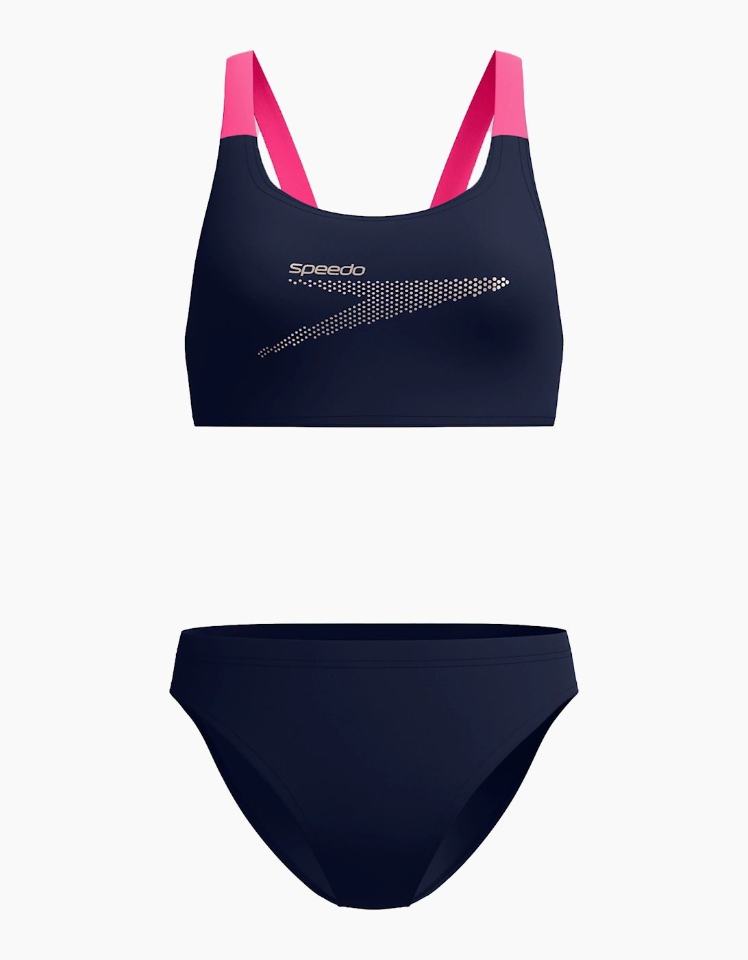 Speedo Women's Speedo Womens/Ladies Boom Solid Leaderback Two-Piece Swimsuit - Navy/Multi