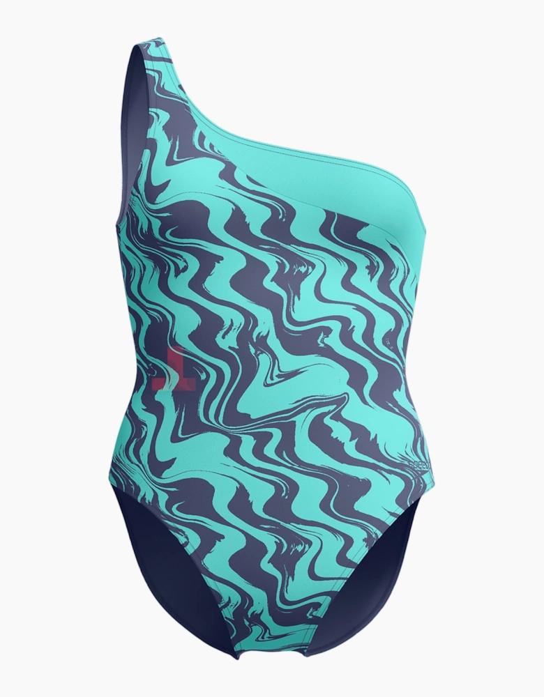 Speedo Womens/Ladies Printed Asymmetric One Piece Swimsuit