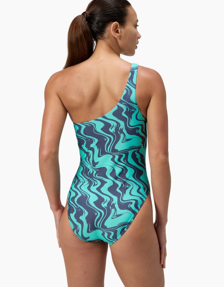 Speedo Womens/Ladies Printed Asymmetric One Piece Swimsuit