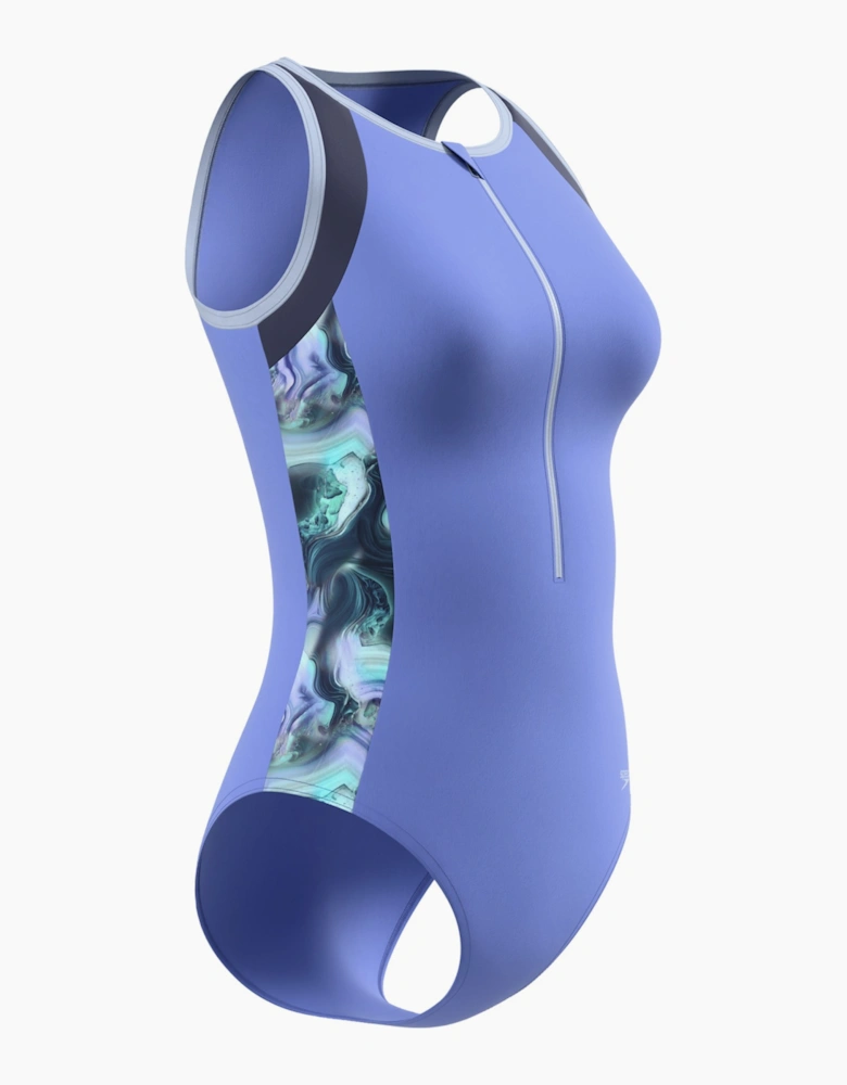 Speedo Womens/Ladies Modern Zip Front One Piece Swimsuit