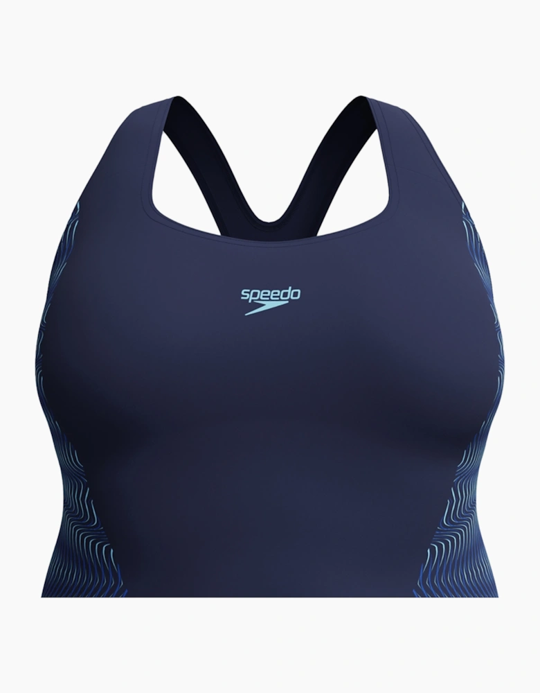 Speedo Womens/Ladies Placement Medalist Printed Plus One Piece Swimsuit