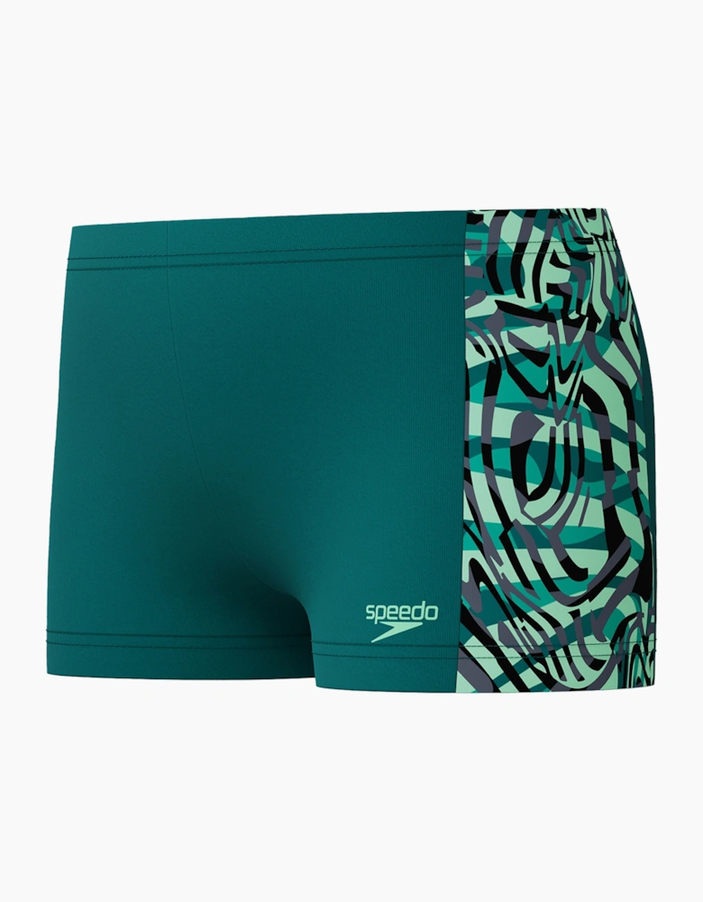 Speedo Boys Abstract Lines Panelled Swim Shorts