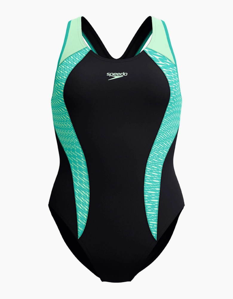 Speedo Womens/Ladies Placement Laneback One Piece Swimsuit