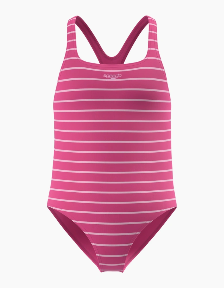 Speedo Girls Medalist Striped One Piece Swimsuit