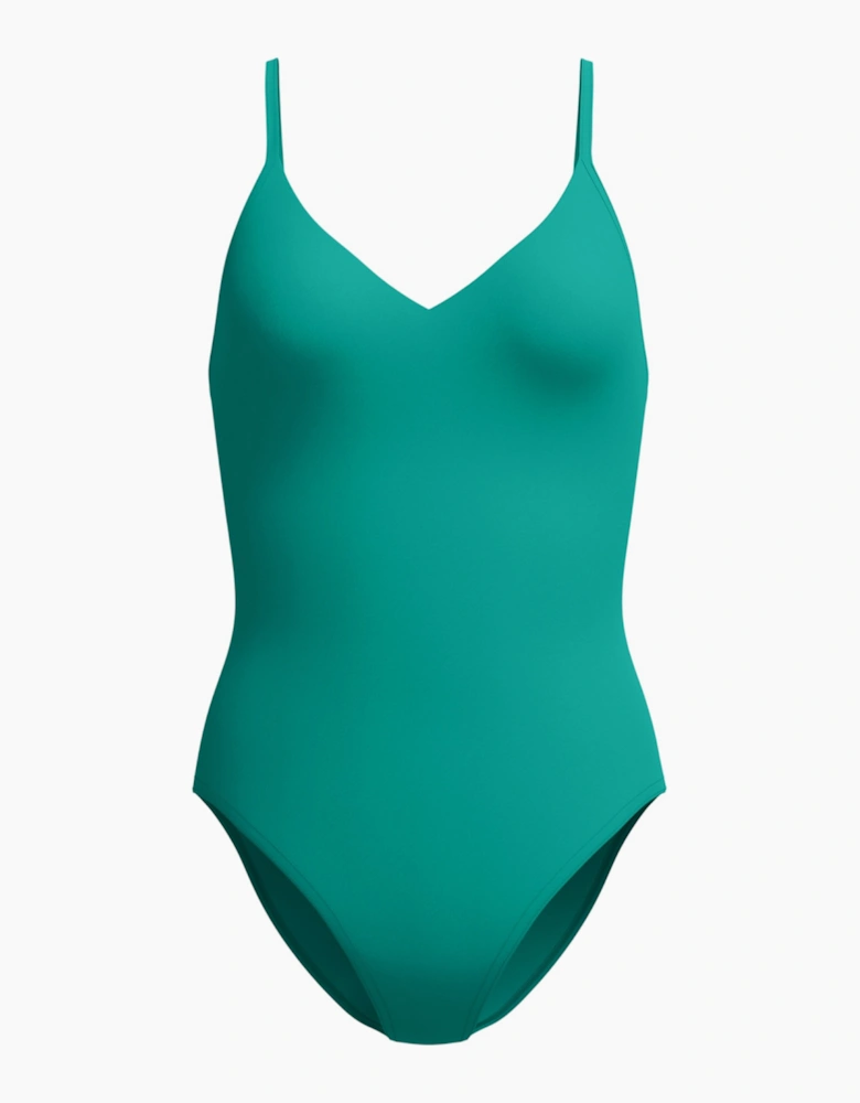 Speedo Womens/Ladies Solid V Neck One Piece Swimsuit
