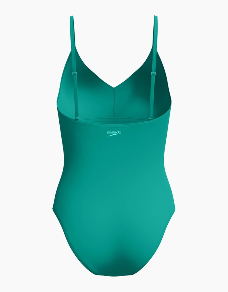 Speedo Womens/Ladies Solid V Neck One Piece Swimsuit