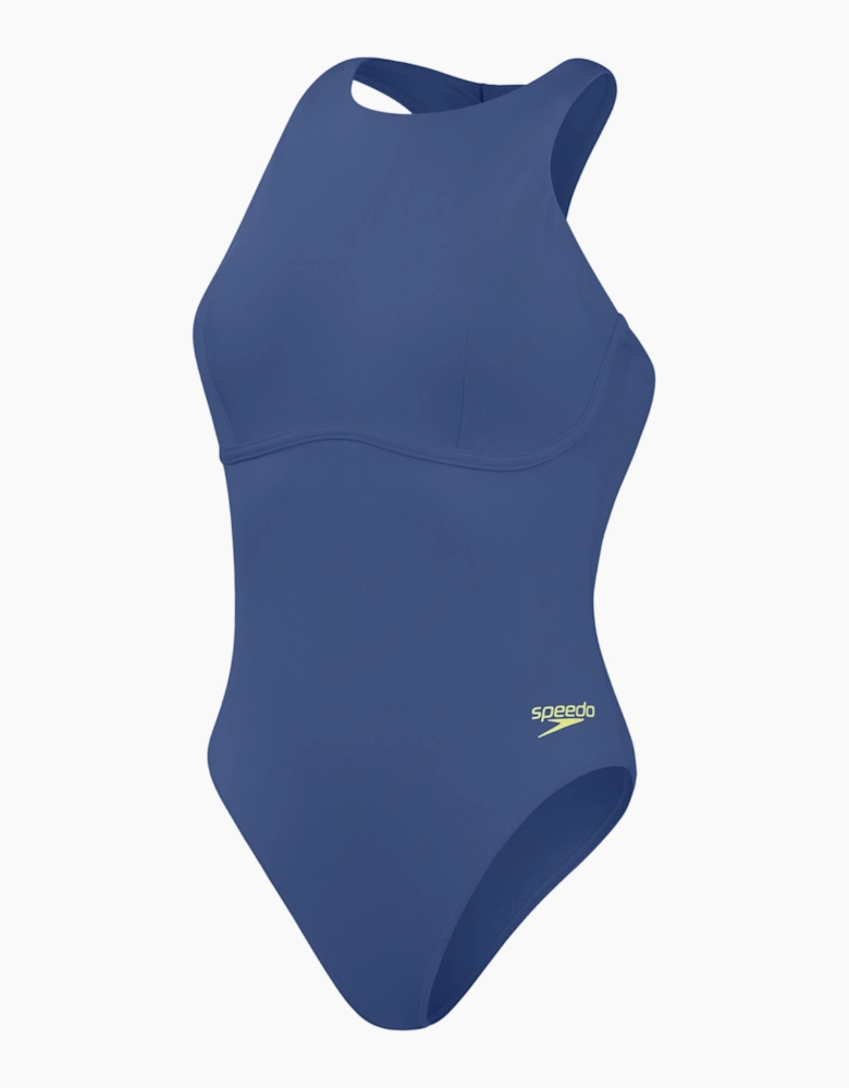 Speedo Womens/Ladies Support Logo Fitted One Piece Swimsuit