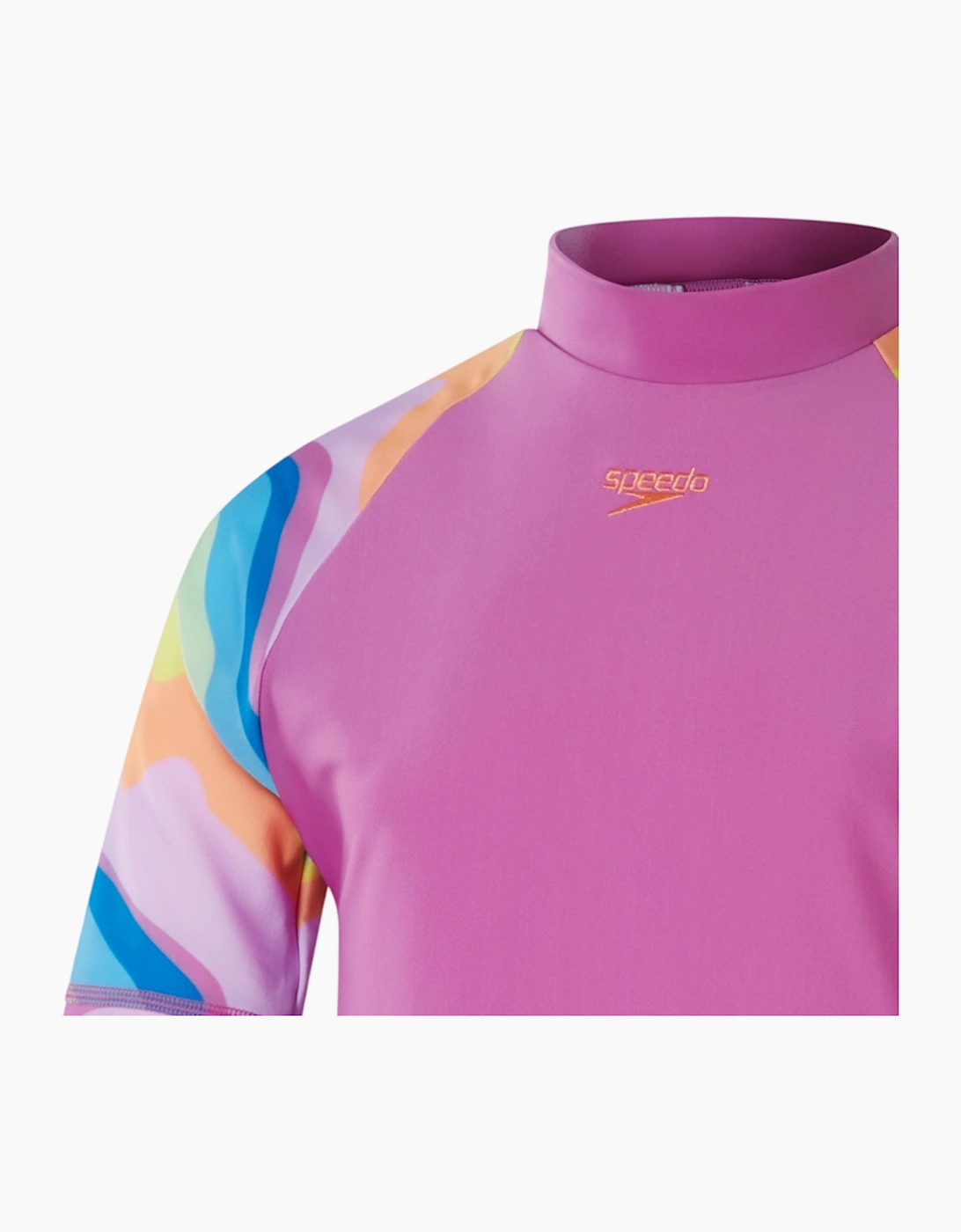 Speedo Girls Sun Rainbow Wave Short-Sleeved Rash Guard