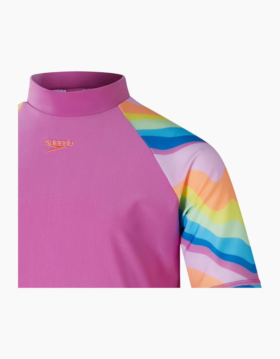 Speedo Girls Sun Rainbow Wave Short-Sleeved Rash Guard