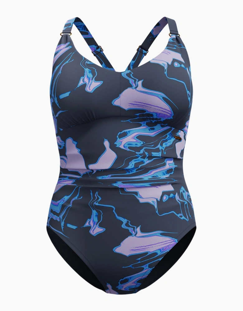 Speedo Womens/Ladies Abstract V Neck Shaping One Piece Swimsuit