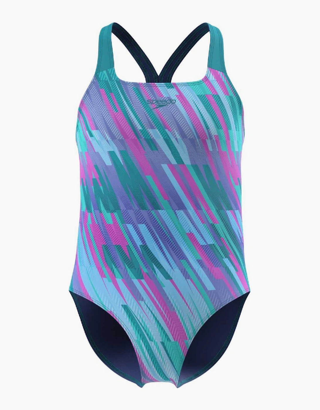 Speedo Girls All-Over Print Powerback One Piece Swimsuit