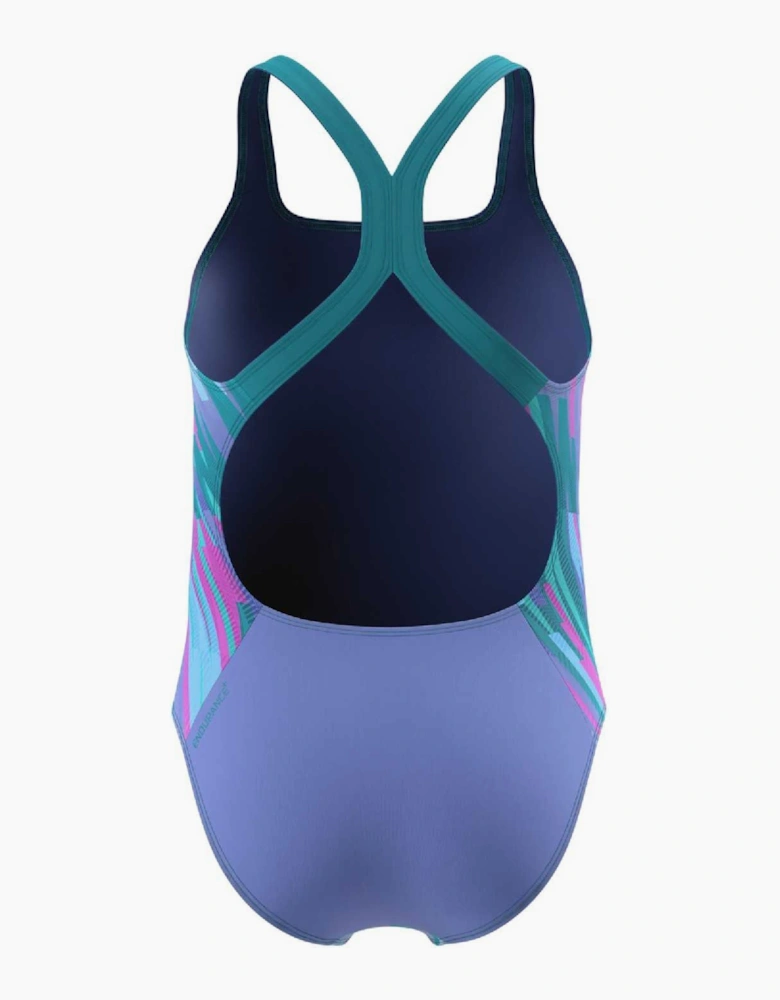 Speedo Girls All-Over Print Powerback One Piece Swimsuit