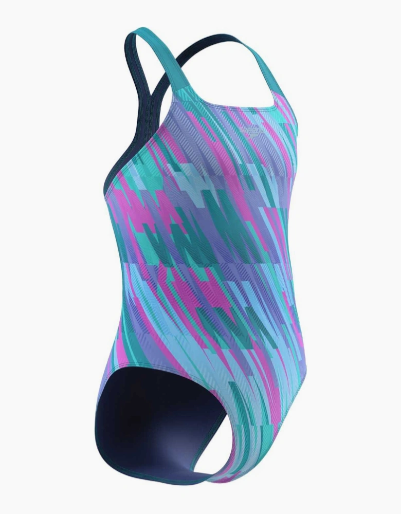 Speedo Girls All-Over Print Powerback One Piece Swimsuit