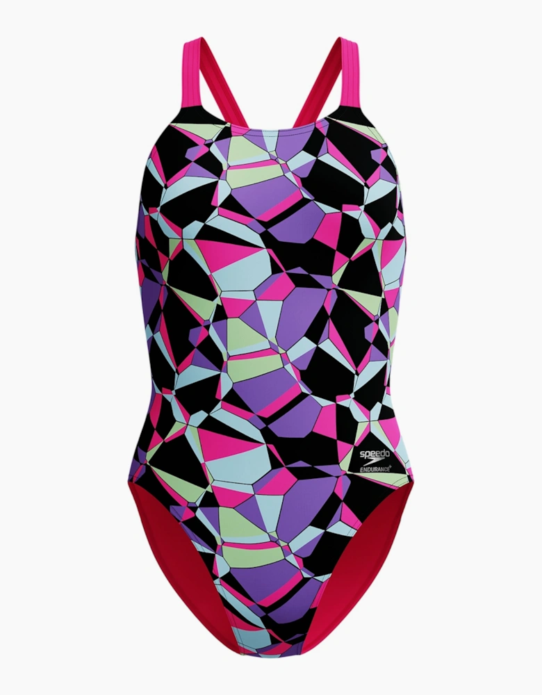 Speedo Womens/Ladies Patterned Leaderback One Piece Swimsuit