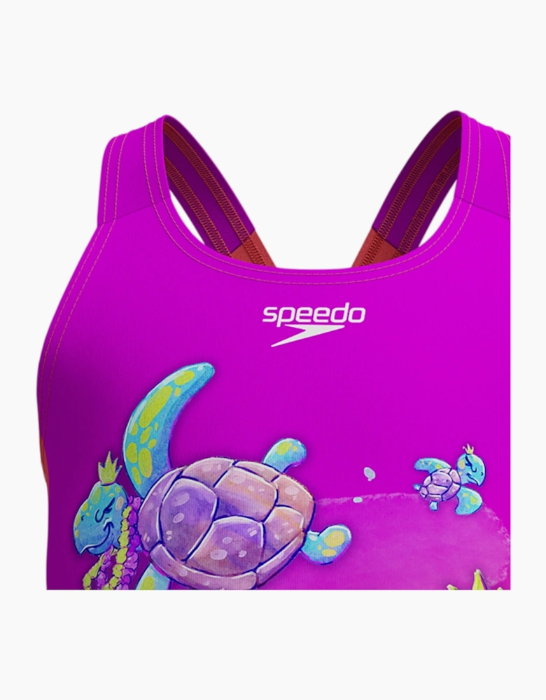 Speedo Girls Digital Print One Piece Swimsuit