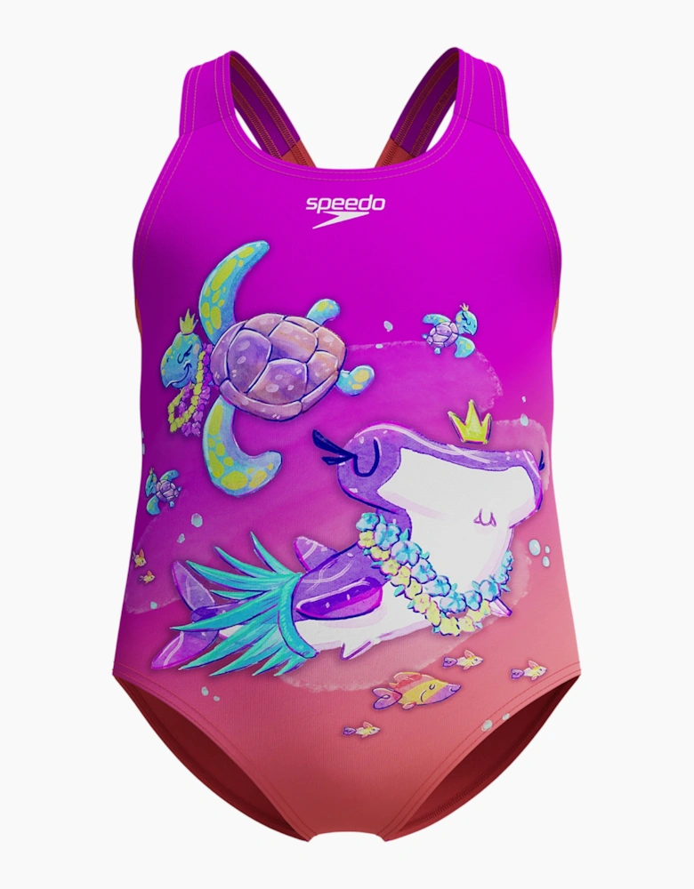 Speedo Girls Digital Print One Piece Swimsuit