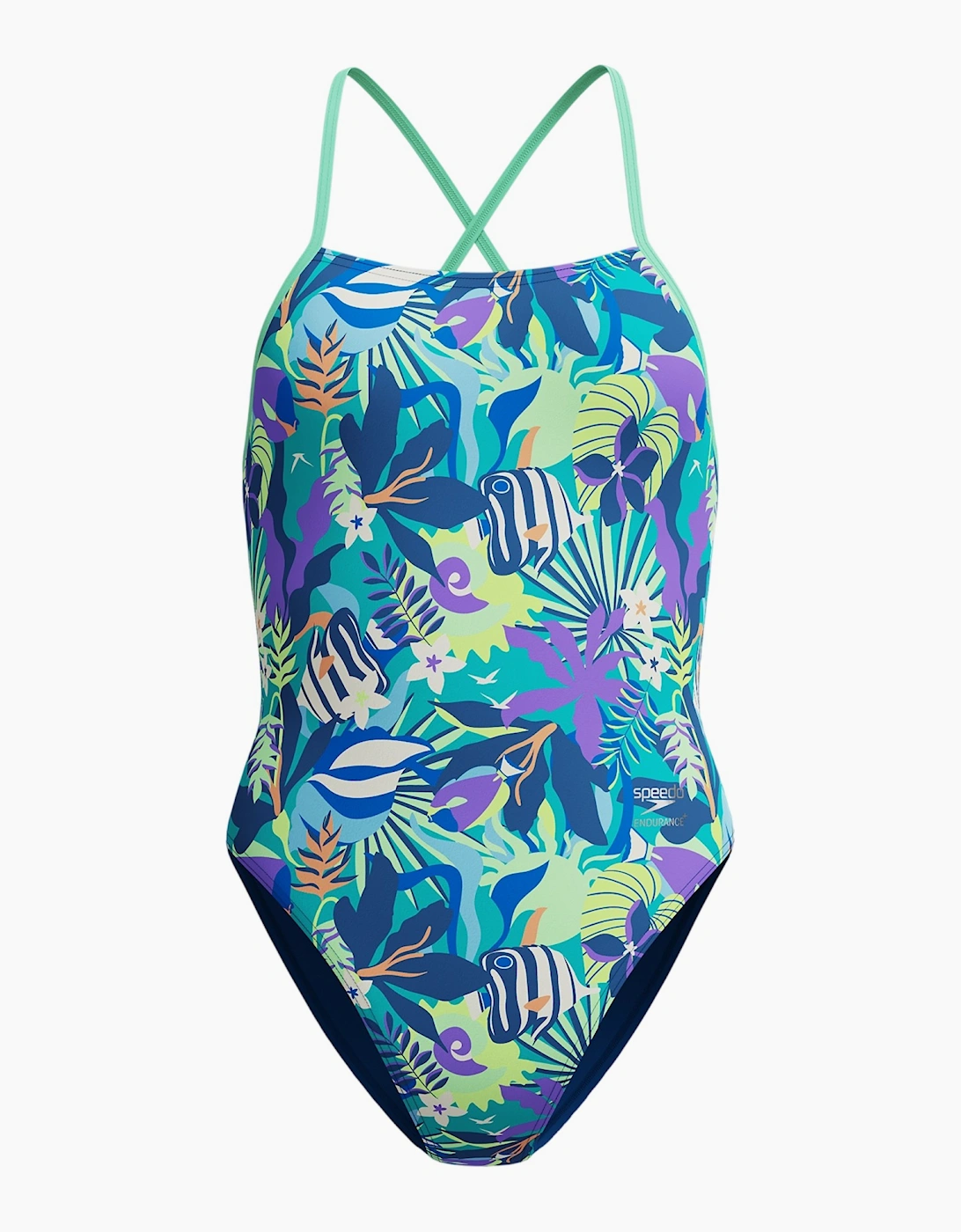 Speedo Womens/Ladies Club Tropical Leaves Tie Back One Piece Swimsuit