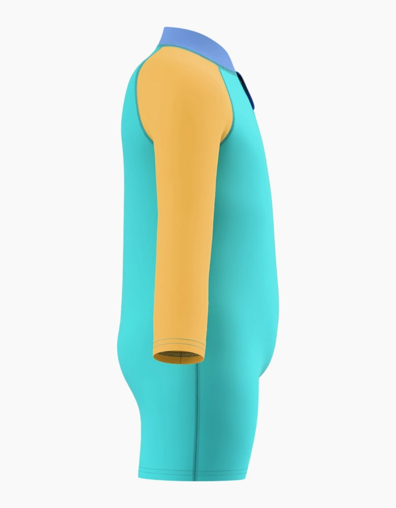 Speedo Childrens/Kids Colour Block Zipped Long-Sleeved One Piece Swimsuit