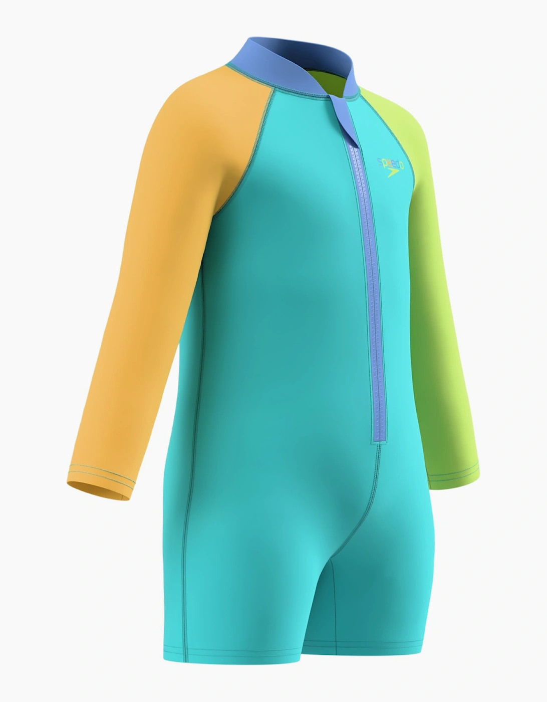 Speedo Childrens/Kids Colour Block Zipped Long-Sleeved One Piece Swimsuit