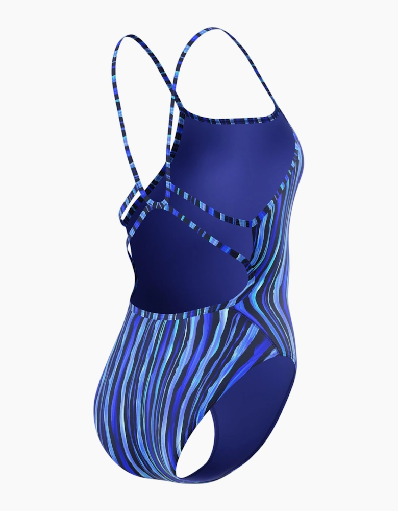 Speedo Womens/Ladies Club Contrast Striped Web Back One Piece Swimsuit
