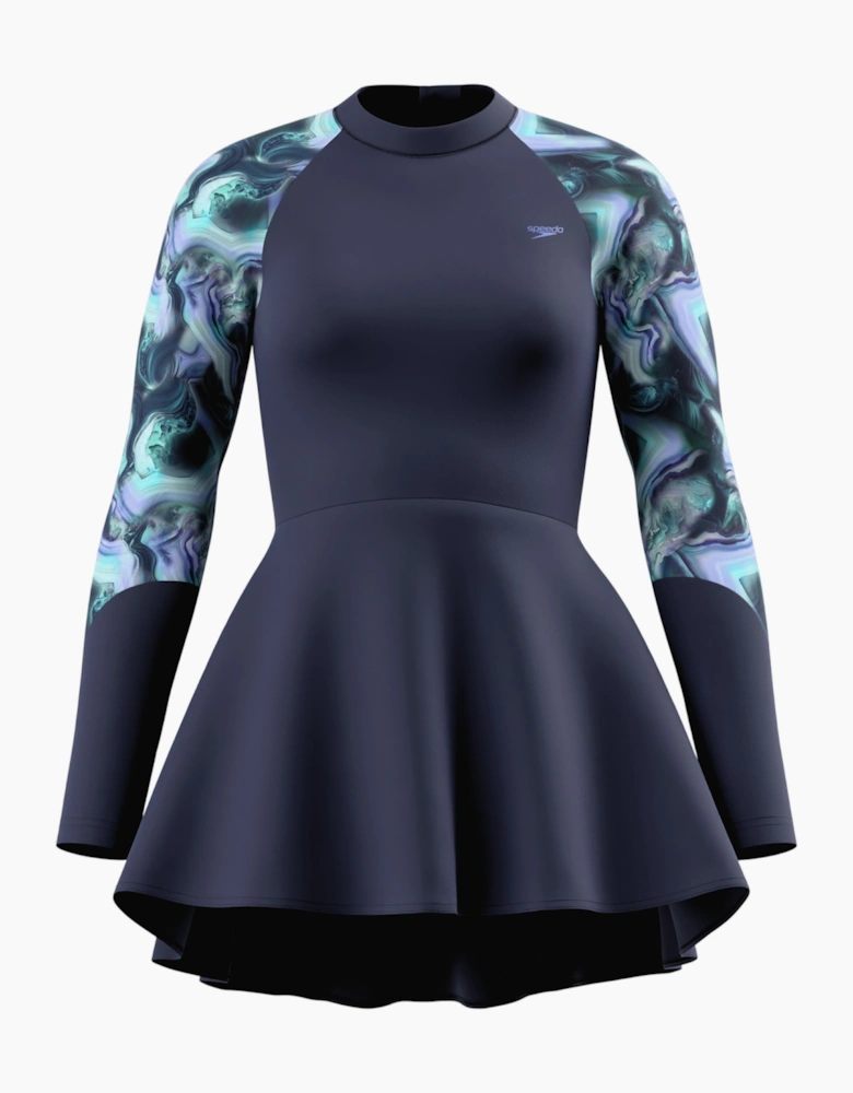 Speedo Womens/Ladies Modern Patterned Long-Sleeved Swim Dress