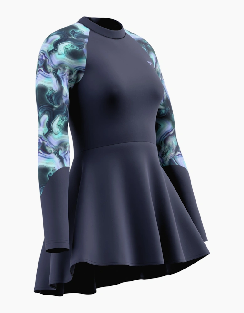 Speedo Womens/Ladies Modern Patterned Long-Sleeved Swim Dress