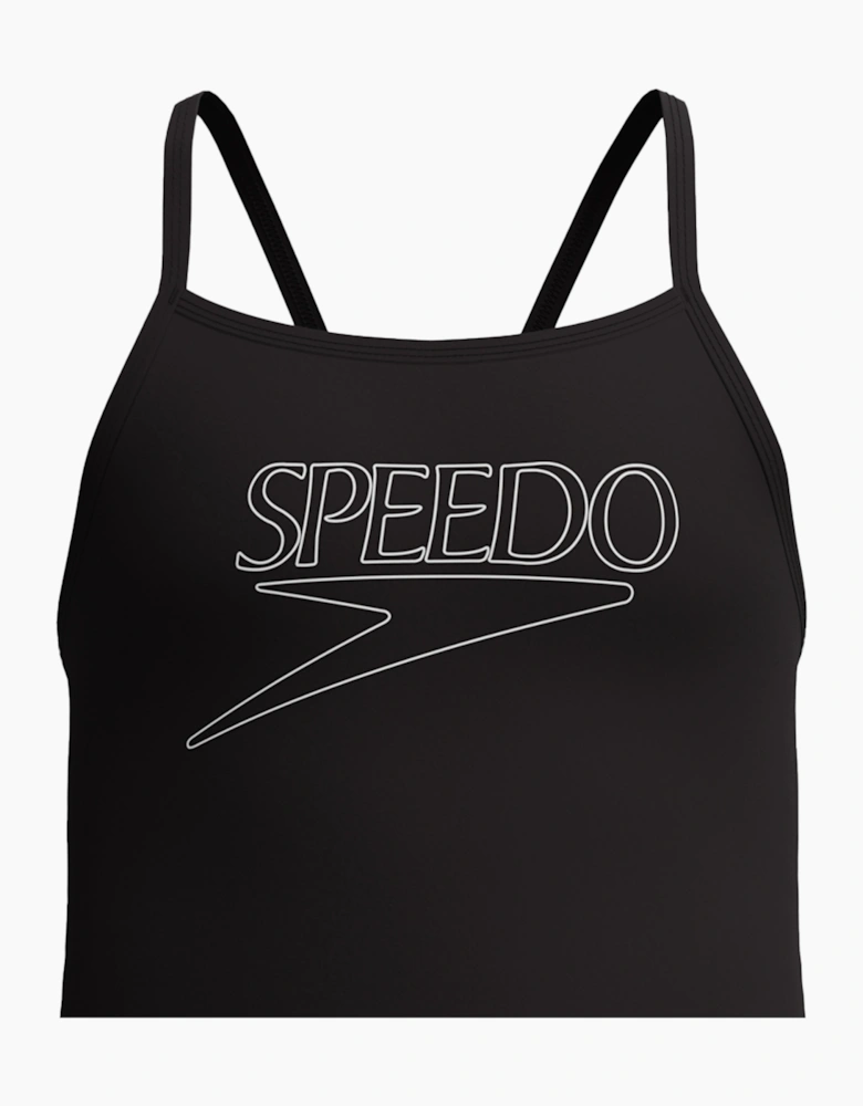 Speedo Girls Logo Endurance+ Thin Strap One Piece Swimsuit