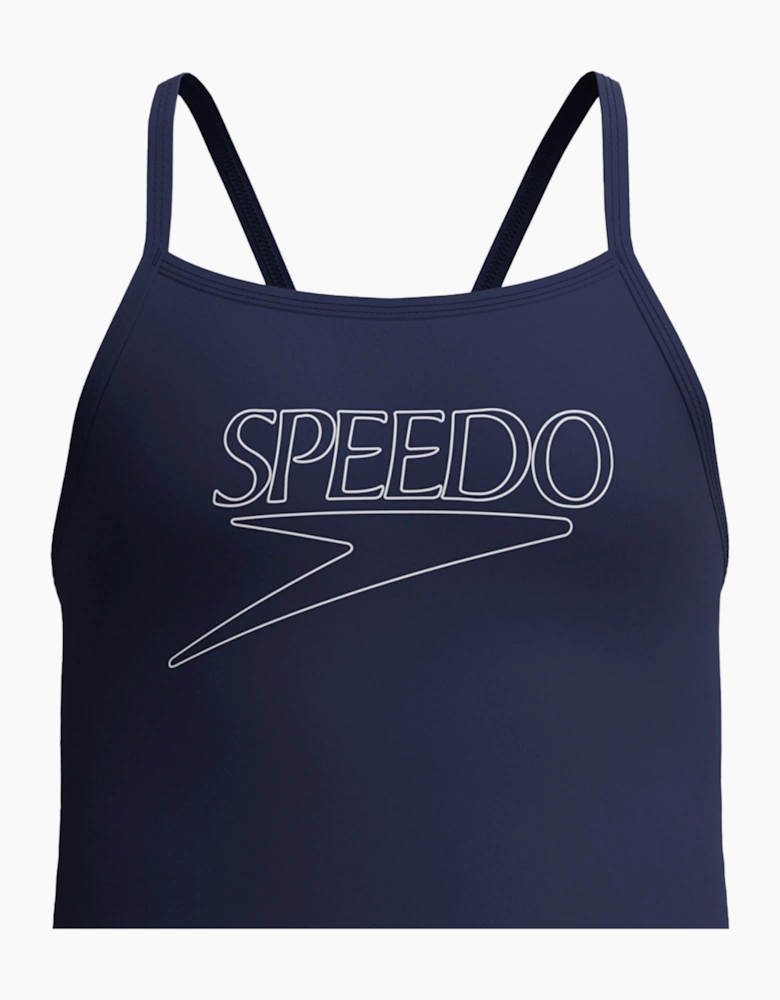 Speedo Girls Logo Endurance+ Thin Strap One Piece Swimsuit