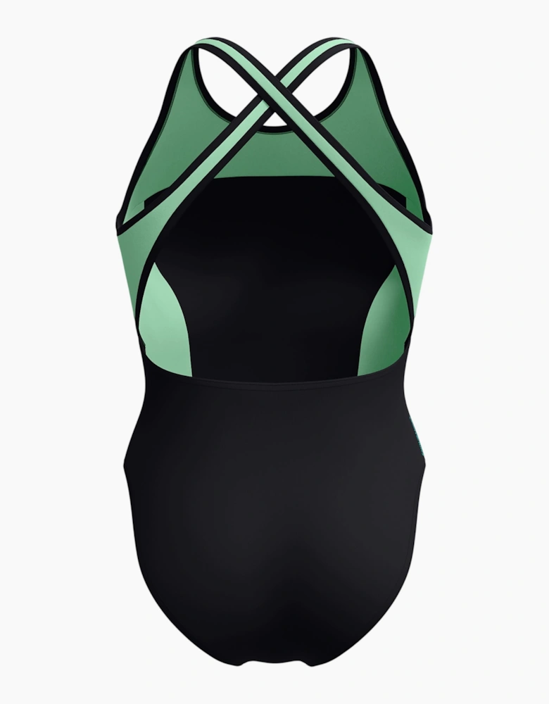 Speedo Womens/Ladies Splice High-Neck Cross Back One Piece Swimsuit