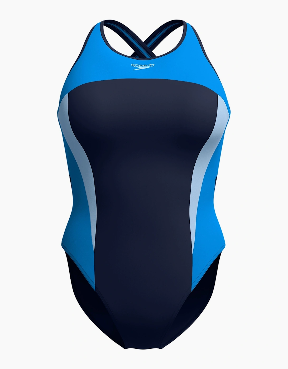 Speedo Womens/Ladies Splice High-Neck Cross Back One Piece Swimsuit