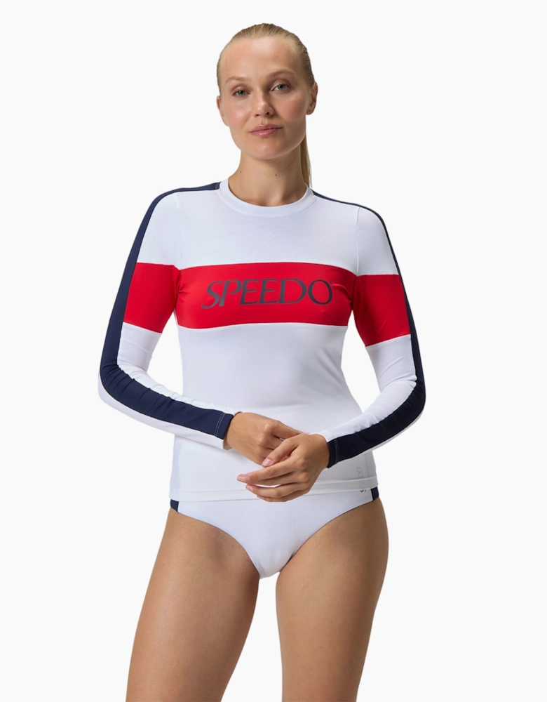 Speedo Womens/Ladies Colour Block Logo Long-Sleeved Rash Top